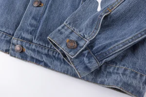 Sp5der Washed Blue Graphic Sleeve Denim Jacket6