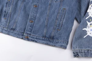 Sp5der Washed Blue Graphic Sleeve Denim Jacket8