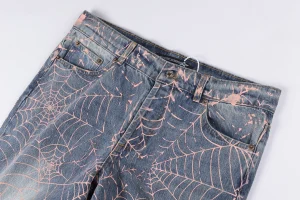 Sp5der Washed Denim Pink Web Jeans4