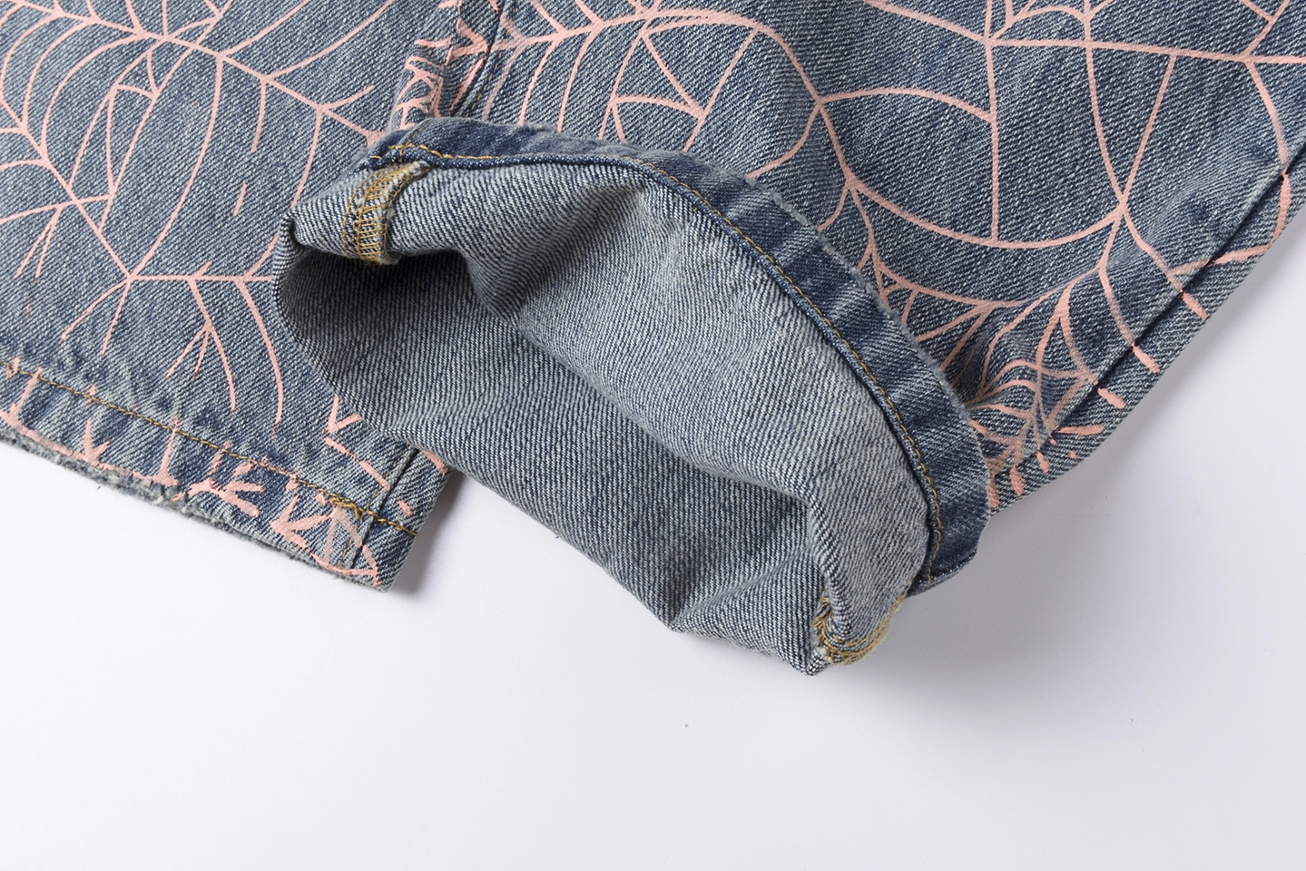 Sp5der Washed Denim Pink Web Jeans5