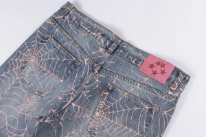 Sp5der Washed Denim Pink Web Jeans6