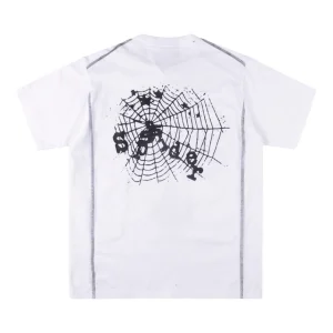 Sp5der White Black Spider Web Graphic T-Shirt Back view