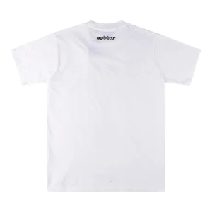 Sp5der White Distressed Arc Logo Graphic T-Shirt Back view