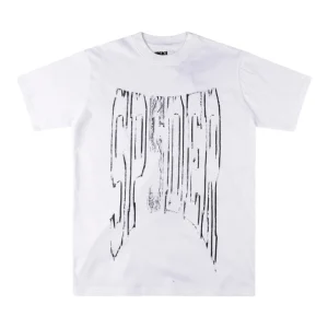 Sp5der White Distressed Arc Logo Graphic T-Shirt Front view