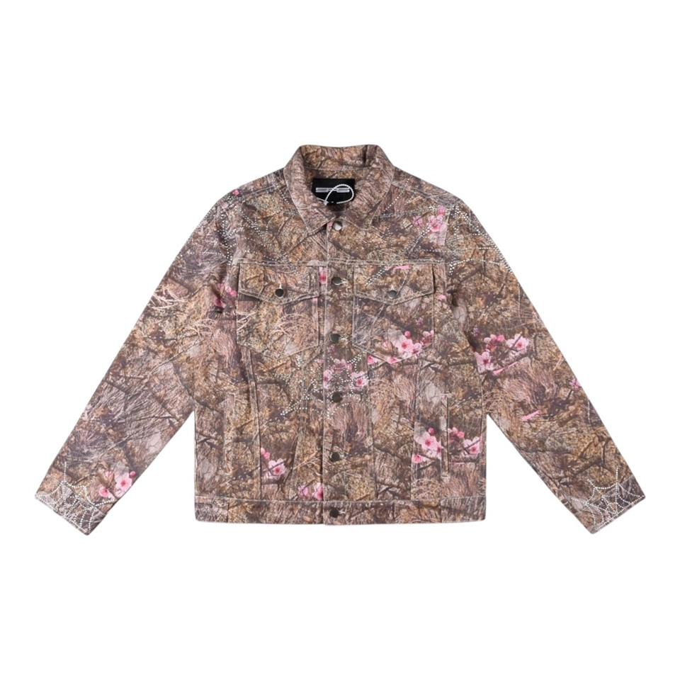 Sp5der Woodland Blossom Camo Trucker Jacket Front view