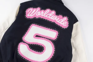 Sp5der Worldwide Pink Logo Varsity Jacket12