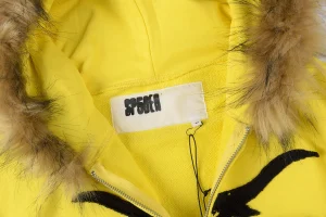 Sp5der Yellow Fur Hood Logo Zip Hoodie5