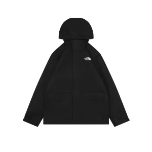 The North Face Dual Pocket Hooded Windbreaker Jacket Black Front view