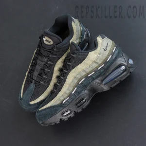Undefeated x Nike Air Max 95 “Medium Olive” sneakers, top view highlighting mesh upper and layered construction