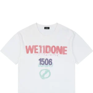 We11done 1506 Graffiti Logo Print T-Shirt White
