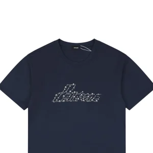 We11done Cross Chain Logo Graphic T-Shirt Navy