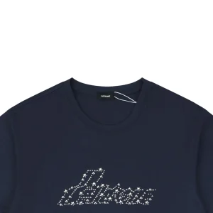 We11done Cross Chain Logo Graphic T-Shirt Navy