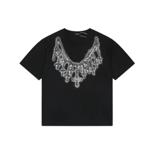 We11done Cross Necklace Graphic T-Shirt Black Front view