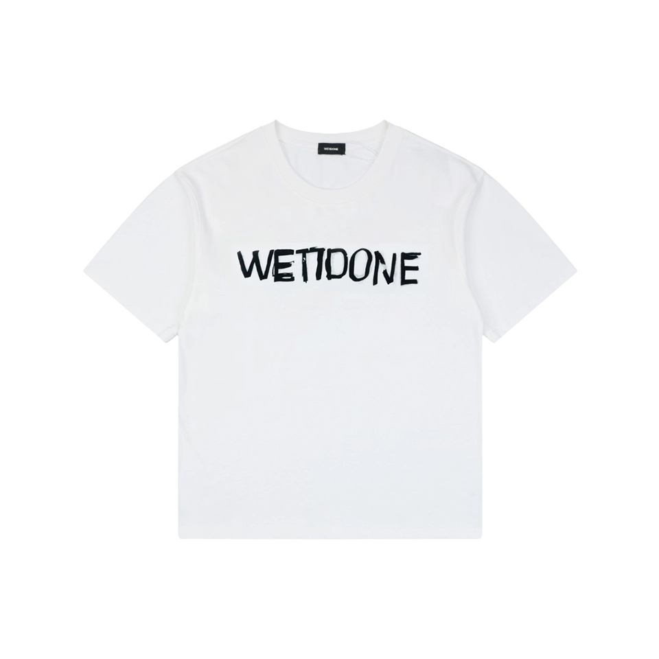 We11done Graffiti Brush Logo Print T-Shirt White Front view