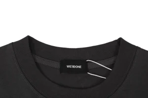 We11done Graffiti Brush Logo Print T-Shirt Black Collar