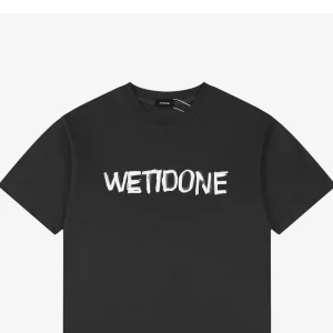 We11done Graffiti Brush Logo Print T-Shirt Black