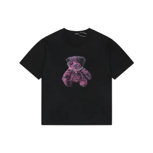 We11done Teddy Bear Graphic T-Shirt Black Front view