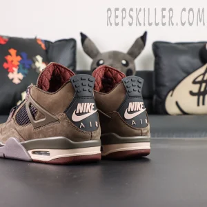 A Ma Maniére x Air Jordan 4 rear view with NIKE AIR branding and vintage tones