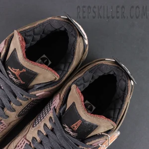 A Ma Maniére x Air Jordan 4 inner lining detail with quilted pattern and co-branded tags