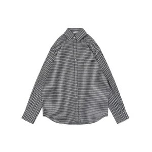 Acne Studios Black Grey Plaid Precision Matching Flannel Shirt Front view