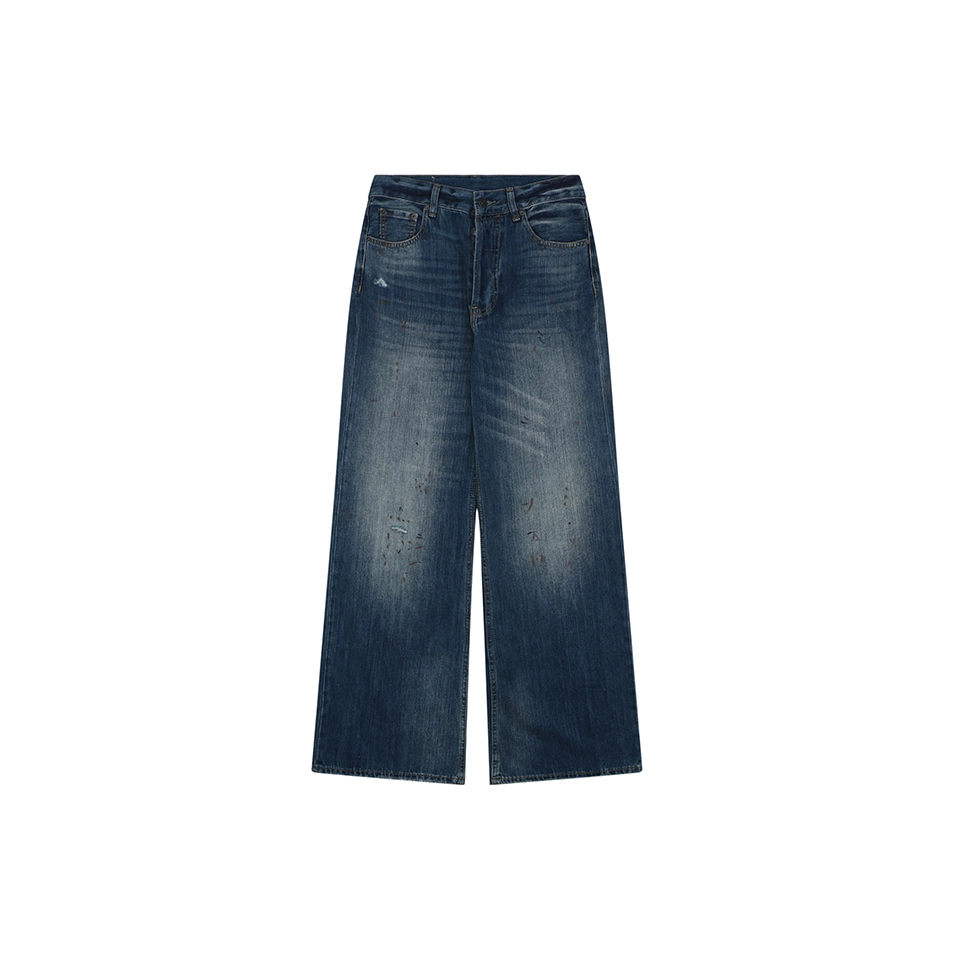 Acne Studios Distressed Paint-Splatter Denim Jeans Front view