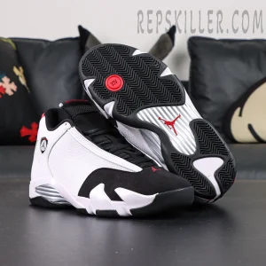 Air Jordan 14 outsole detail with red accents and herringbone traction