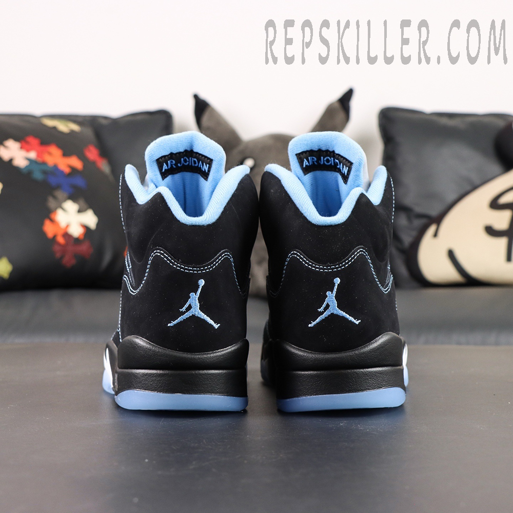 Air Jordan 5 rear view with symmetrical Jumpman embroidery