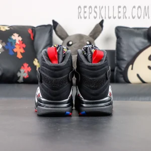 Air Jordan 8 rear view with red pull tab and padded collar structure