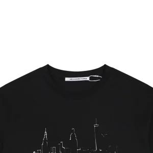 Alexander Wang Sketch Skyline Logo Cotton T-Shirt Black