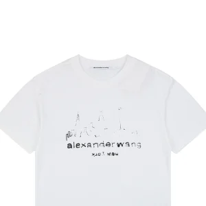 Alexander Wang Sketch Skyline Logo Cotton T-Shirt White