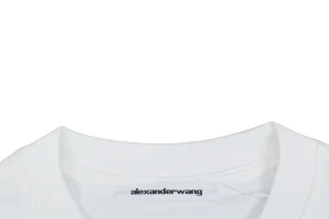 Alexander Wang Sketch Skyline Logo Cotton T-Shirt White Collar