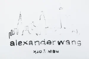 Alexander Wang Sketch Skyline Logo Cotton T-Shirt White Front Print