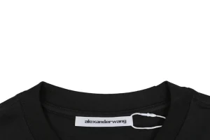 Alexander Wang Sketch Skyline Logo Cotton T-Shirt Black Collar