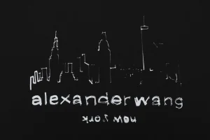 Alexander Wang Sketch Skyline Logo Cotton T-Shirt Black Front Print