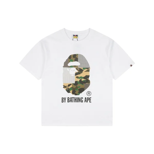 BAPE Camo Ape Head Patchwork Print T-Shirt White Front view