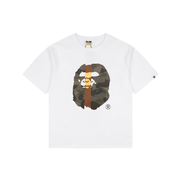 BAPE Split Camo Ape Head T-Shirt White Front view