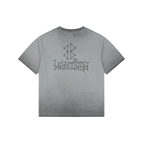 Balenciaga Coordinate Logo Graphic Cotton T-Shirt Grey Back view
