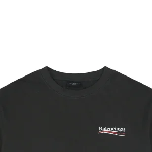 Balenciaga Distressed Cola Logo Digital Print T-Shirt Grey