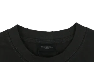 Balenciaga Distressed Cola Logo Digital Print T-Shirt Grey Collar