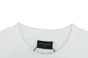 Balenciaga Distressed Cola Logo Digital Print T-Shirt White Collar
