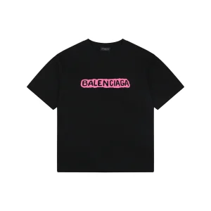 Balenciaga Distressed Logo Print Cotton T-Shirt Front view