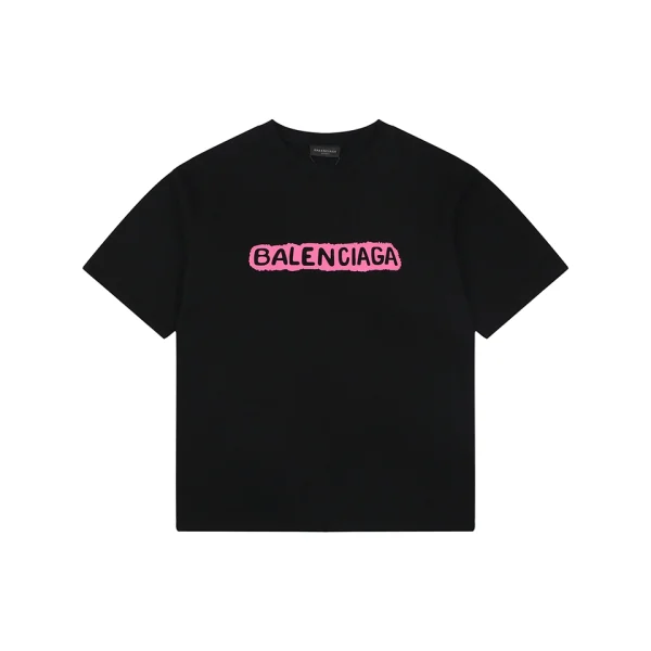 Balenciaga Distressed Logo Print Cotton T-Shirt Front view