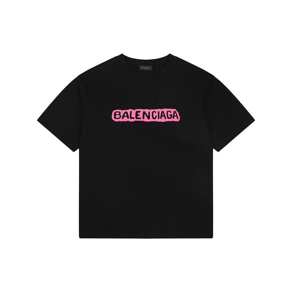 Balenciaga Distressed Logo Print Cotton T-Shirt Front view