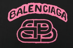 Balenciaga Distressed Logo Print Cotton T-Shirt Black Back Brand