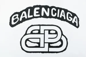 Balenciaga Distressed Logo Print Cotton T-Shirt White Back Brand