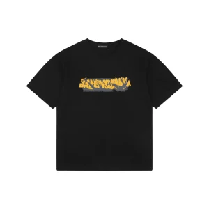 Balenciaga Distressed Logo Print T-Shirt Black Front view