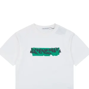 Balenciaga Distressed Logo Print T-Shirt White