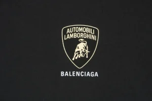 Balenciaga Lamborghini Small Logo Platinum Print T-Shirt Front Brand Print