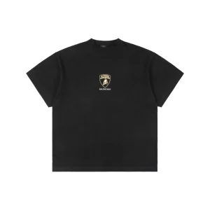 Balenciaga Lamborghini Small Logo Platinum Print T-Shirt Front view
