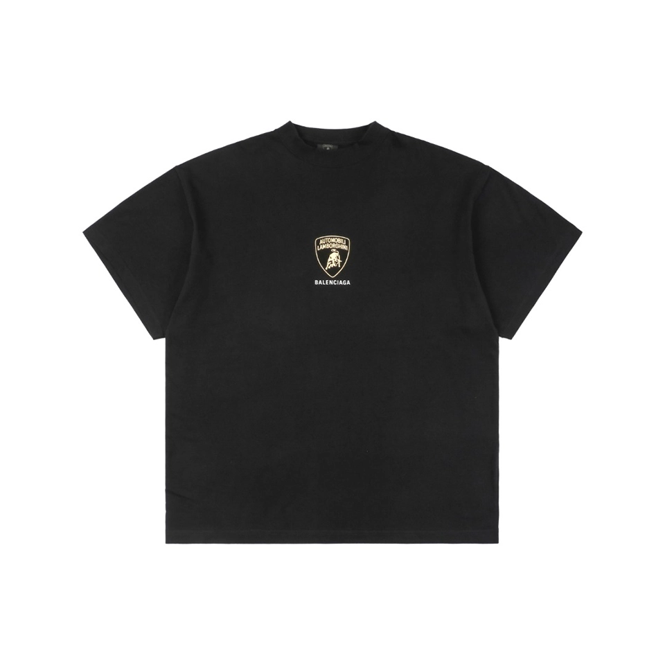Balenciaga Lamborghini Small Logo Platinum Print T-Shirt Front view